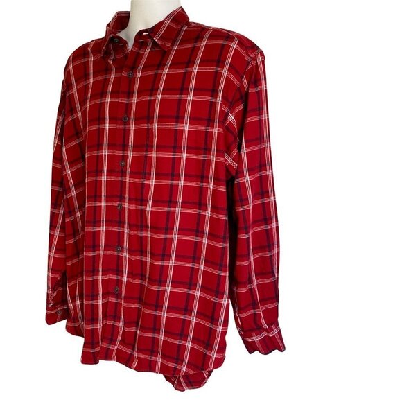 Eddie Bauer Long Sleeve Red Button Down Shirt Mens Large - Picture 6 of 10